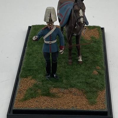 HORSE BRONZE FIGURINE WITH A SOLDIER CALVARY