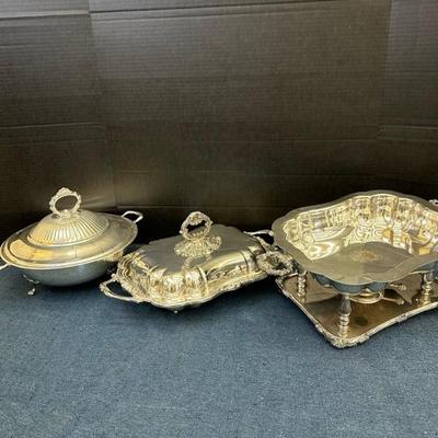 Lot 1267 three silver plate serving pieces