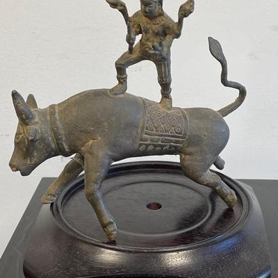 Early 20th C. Dancing Shiva on a Bull Bronze Figurine