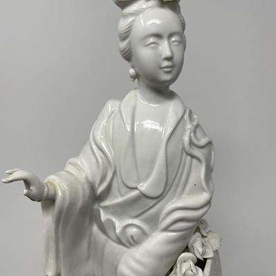 20th C. Chinese Blanc De Chine Figure of A Woman/ Lamb