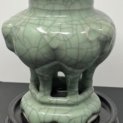 20th C. Chinese Celadon Crackle Porcelain Vase