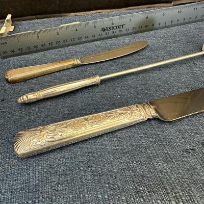 Lot 314 candle snuffer, and two knives