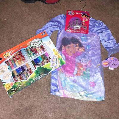 NEW DORA DRESS & TIARA AND DISNEY WASHABLE PAINT PENS