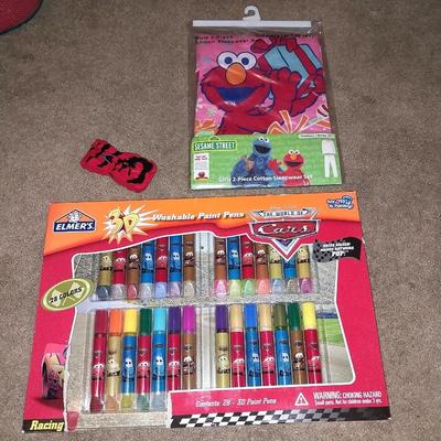 SESAME STREET 2PC SLEEPWEASR SET AND CARS PAINT PENS