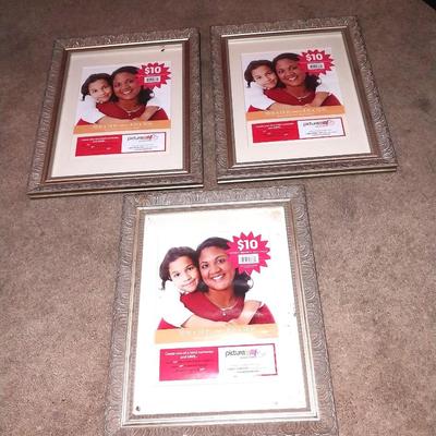 THREE SILVER FRAMED 8X10 NEW PHOTO FRAMES