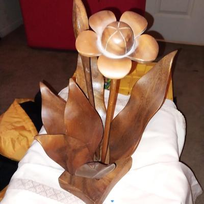 WOODEN FLOWER FIGURINE