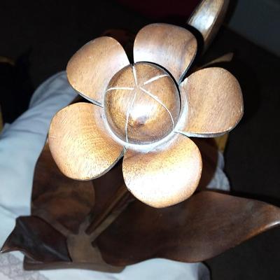 WOODEN FLOWER FIGURINE