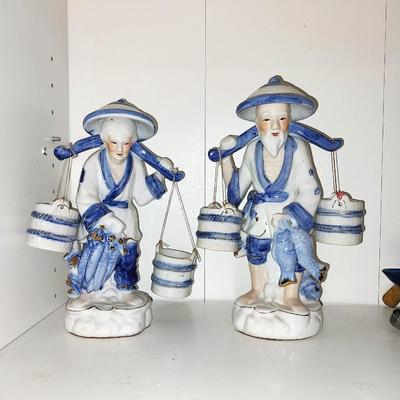 ASIAN WATER CARRIER FIGURINES