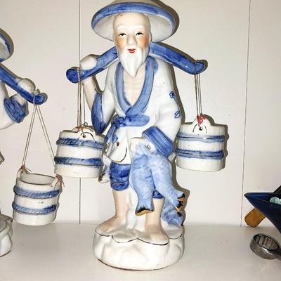 ASIAN WATER CARRIER FIGURINES