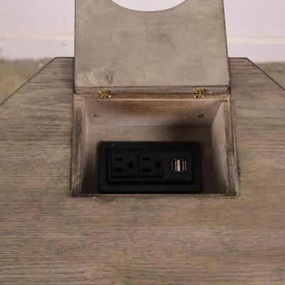 Gray Wash Corner Desk With Outlets & USB