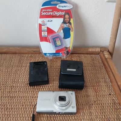 CANON 16.0 PIXEL DIGITAL CAMERA, CHARGER AND NEW SD CARD
