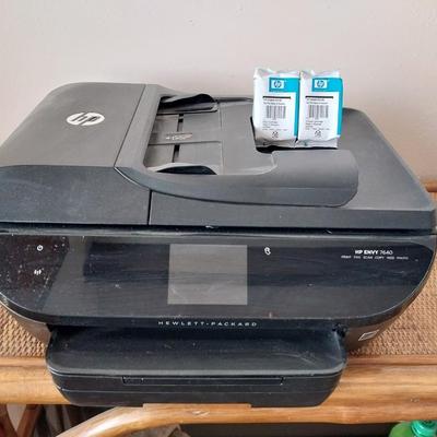 HP ENVY 7640 WIRELESS ALL IN ONE PRINTER WITH 2 UNOPENED INK CARTRIDGES