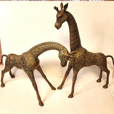 Lot #12 Pair of Vintage Brass Giraffes