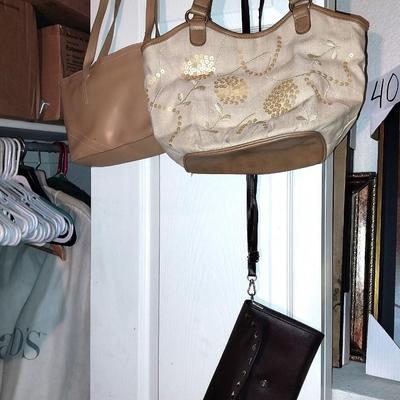 TWO NICE HANDBAGS AND LONG STRAP SMALL HANDBAG