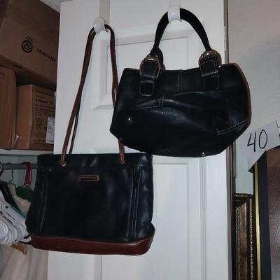 TWO BLACK LEATHER HANDBAGS