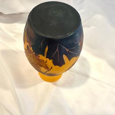 French Cameo Vase with Raised Maple Leaf Design