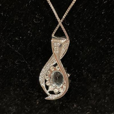 Sterling necklace and light blue pendant