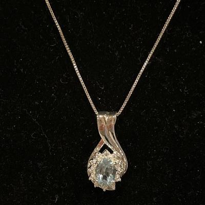 Sterling necklace and light blue pendant