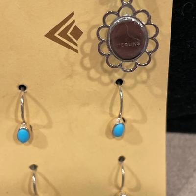 Sterling and turquoise pendant and earrings