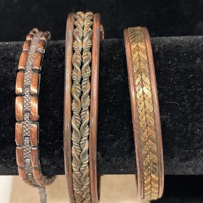 2 copper cuff bracelets 1 copper chain bracelet