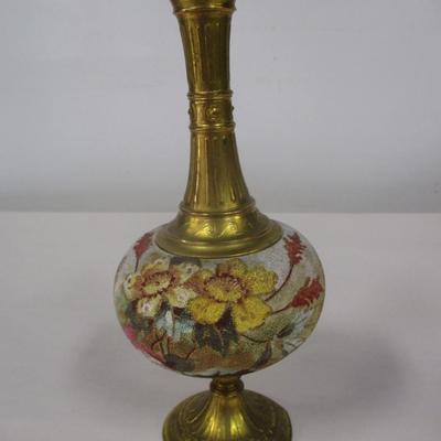 Gold Metal Hand Painted Tapestry Vase