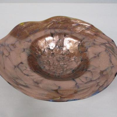 Hand Blown Art Glass Iridescent Bowl Signed by Lawrance Tuber 1999