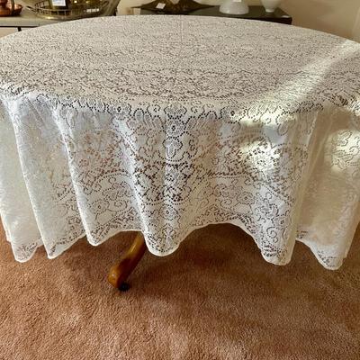 Vintage 108"x66" Oval Crocheted Tablecloth