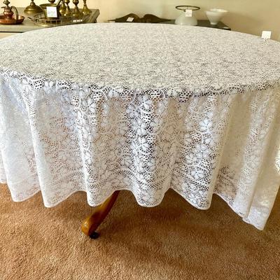 Crocheted Lace Tablecloth in Flower Pattern