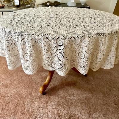 Thick Crocheted Tablecloth 68" Round