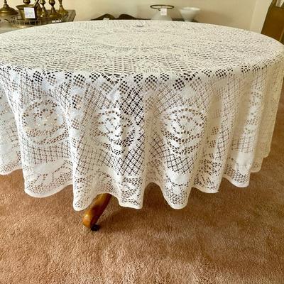 70" Circular Crocheted Tablecloth - Flower Pattern