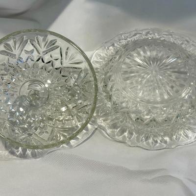 Vintage Round Cut Glass Butter Dish with Domed Lid.