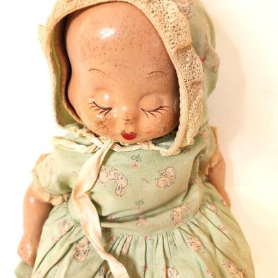 Lot #23 Antique 3-Face Composition Doll - 1940's