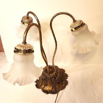 Lot #24 Three Arm Contemporary Brass plated lamp