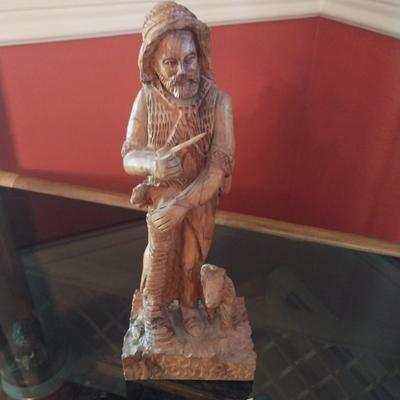 WOOD CARVED OLD PROSPECTOR WITH A VIAL OF GOLD FLAKES?