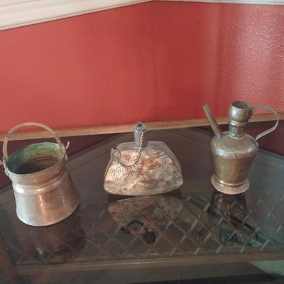 3 HANDMADE COPPER PIECES FROM INDIA