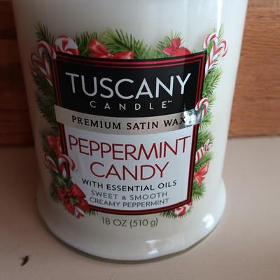 Three new scented candles - Glade Pine wonderland, and Tuscany Peppermint candy