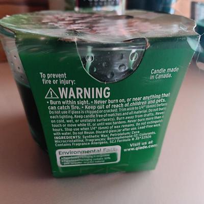 Three new scented candles - Glade Pine wonderland, and Tuscany Peppermint candy