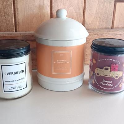 Three new candles - Evergreen - Mandarin & candied clove and Frosted Cranberry Bath & Bodyworks