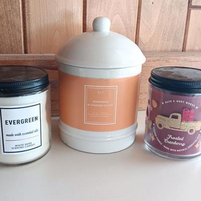 Three new candles - Evergreen - Mandarin & candied clove and Frosted Cranberry Bath & Bodyworks