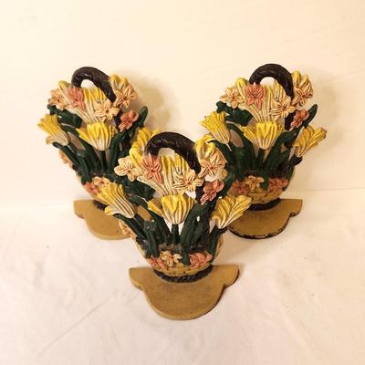 Lot #26 Group of 3 Cast Iron Door Stoppers - Tulips