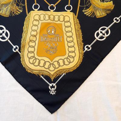 114 Authentic HERMÃ‰S Carre 90 Silk Scarf Cliquetis by Julia Abadie Original Release Black & Gold Special Edition 1972