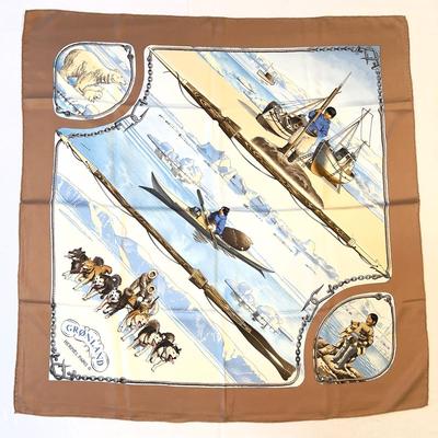 115 Authentic HERMÃ‰S Carre 90 Silk Scarf Gronland by Philippe Ledoux 1982