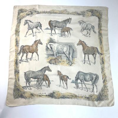 116 RARE Authentic HERMÃ‰S Carre 90 Silk Scarf Les Poulains by Xavier de Poret 1960