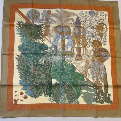 118 Authentic HERMÃ‰S Carre 90 Silk Scarf Les Legendes de L' Arbre by Annie Faivre 1998