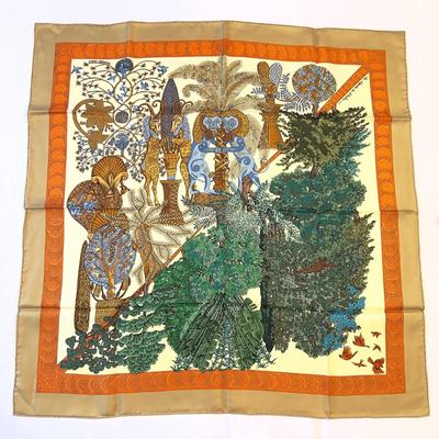 118 Authentic HERMÃ‰S Carre 90 Silk Scarf Les Legendes de L' Arbre by Annie Faivre 1998