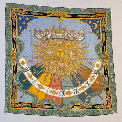 120 Authentic HERMÃ‰S Carre 90 Silk Scarf Carpe Diem by Joachim Metz 1994