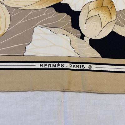 123 Authentic HERMÃ‰S Carre 90 Silk Scarf Fleurs De Lotus by Christiane Vauzelles 1976