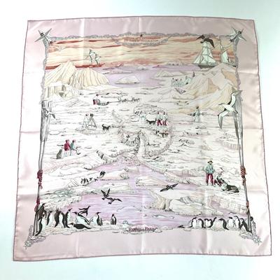 126 Authentic HERMÃ‰S Carre 90 Silk Scarf Hommage A L' Explorateur Sir Ernest Shackleton by ZoÃ« Pauwels 2005