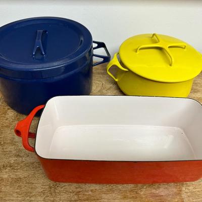 Lot of Dansk enamel and Midcentury enamel cookware