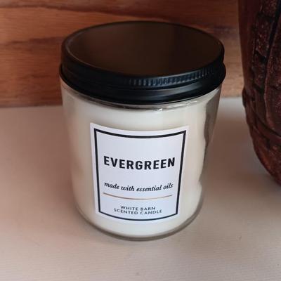 Miniature Skeeterlog Chiminea with three new scented bed bath & Beyond candles